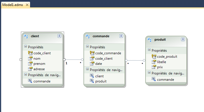 Visual Studio nous crée un fichier *.edmx représenté par un schéma UML